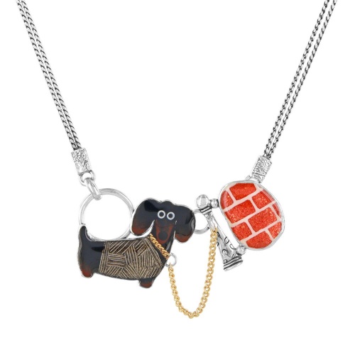 Колье TARATATA, Pas bouger!, цветная смола, порошок слюды, гематит, TT-W25-06108-10M серебристый